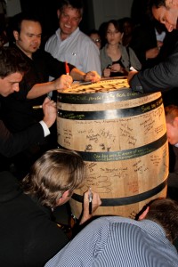 Crowds express their hopes on Glenfiddich's Cask of Dreams.